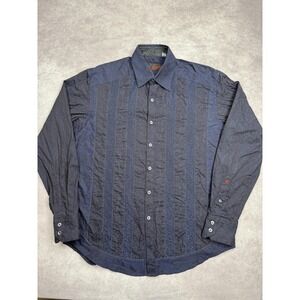 Robert Graham Shirt‎ Mens Medium Blue Jacquard Paisley Embroidered Long Sleeve